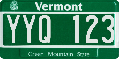 VT license plate YYQ123