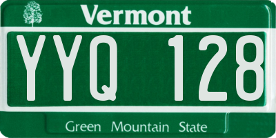 VT license plate YYQ128