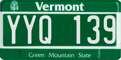 VT license plate YYQ139
