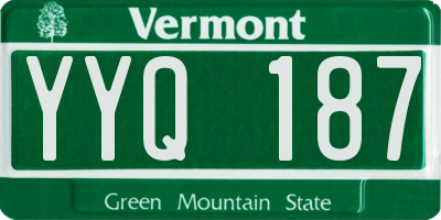 VT license plate YYQ187