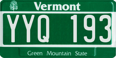 VT license plate YYQ193