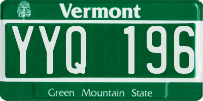 VT license plate YYQ196