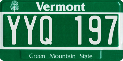 VT license plate YYQ197