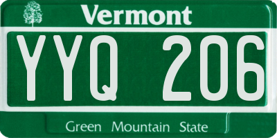 VT license plate YYQ206