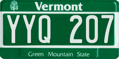 VT license plate YYQ207