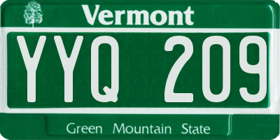 VT license plate YYQ209