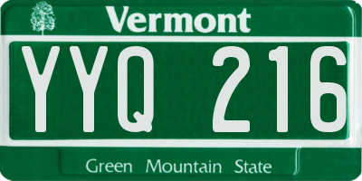 VT license plate YYQ216