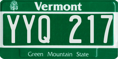VT license plate YYQ217