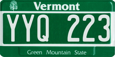 VT license plate YYQ223