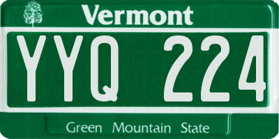 VT license plate YYQ224