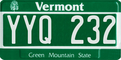 VT license plate YYQ232
