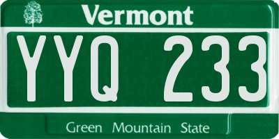 VT license plate YYQ233