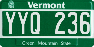 VT license plate YYQ236