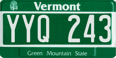 VT license plate YYQ243