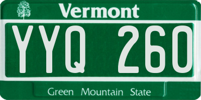 VT license plate YYQ260