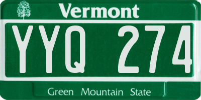 VT license plate YYQ274