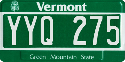 VT license plate YYQ275