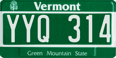 VT license plate YYQ314