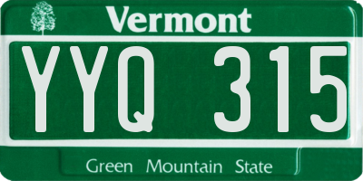 VT license plate YYQ315