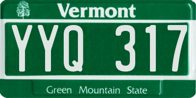 VT license plate YYQ317