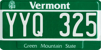 VT license plate YYQ325