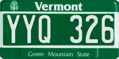 VT license plate YYQ326