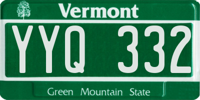 VT license plate YYQ332