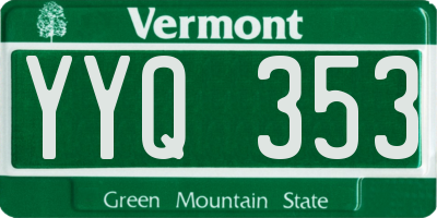 VT license plate YYQ353