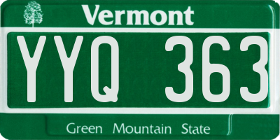 VT license plate YYQ363