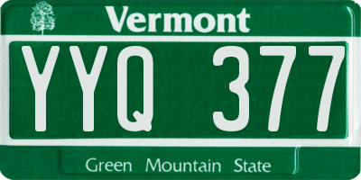 VT license plate YYQ377