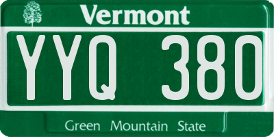 VT license plate YYQ380