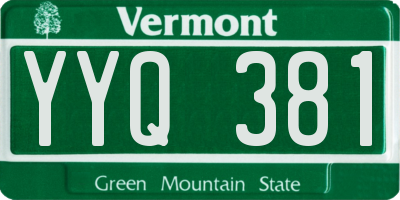 VT license plate YYQ381