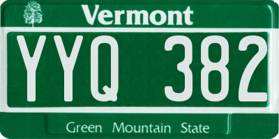 VT license plate YYQ382