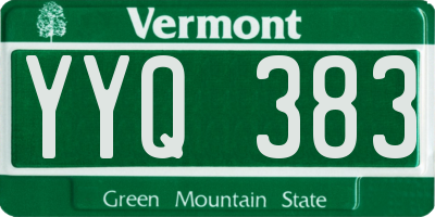 VT license plate YYQ383