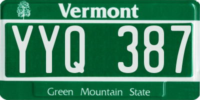 VT license plate YYQ387