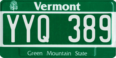 VT license plate YYQ389