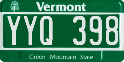 VT license plate YYQ398