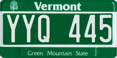 VT license plate YYQ445