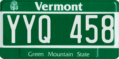 VT license plate YYQ458