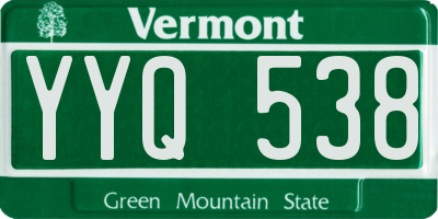 VT license plate YYQ538