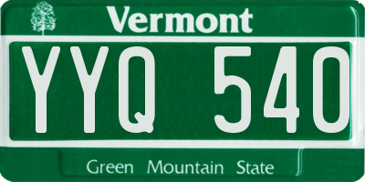 VT license plate YYQ540