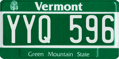 VT license plate YYQ596