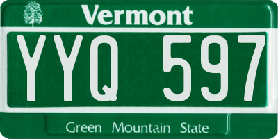 VT license plate YYQ597