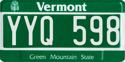 VT license plate YYQ598