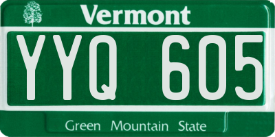 VT license plate YYQ605