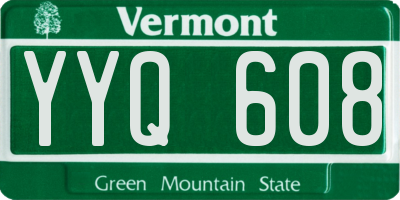 VT license plate YYQ608