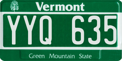 VT license plate YYQ635