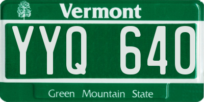 VT license plate YYQ640