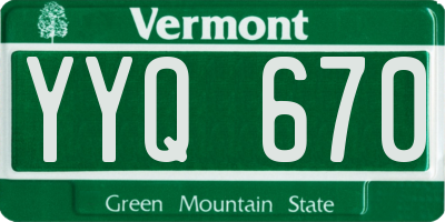 VT license plate YYQ670