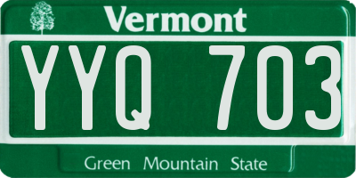 VT license plate YYQ703
